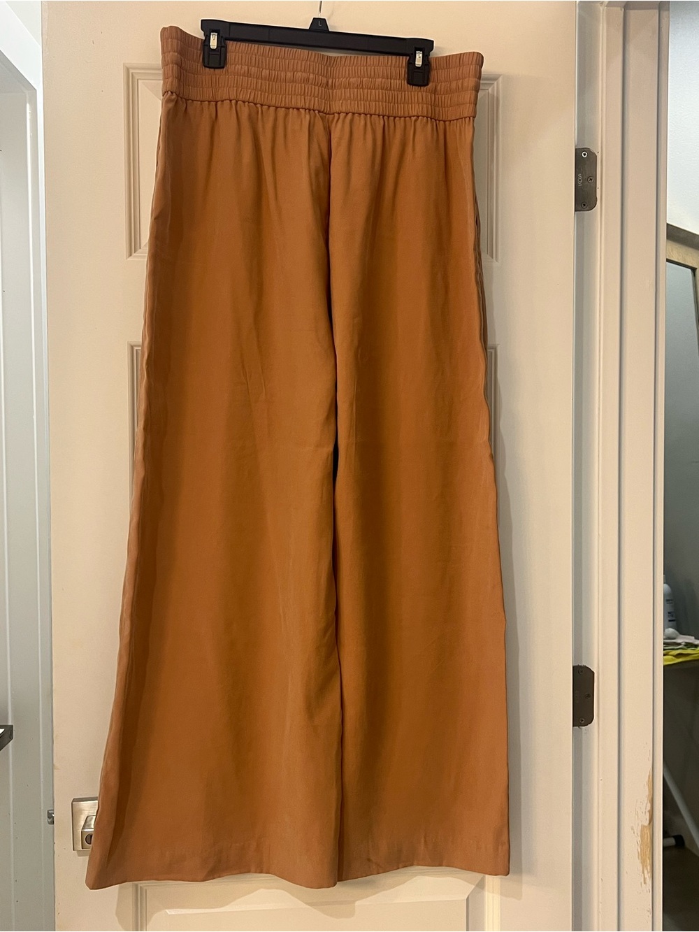 Open Edit Women’s 1X Brown Satin Wide-Leg Pull-On Pants Elastic Waist
